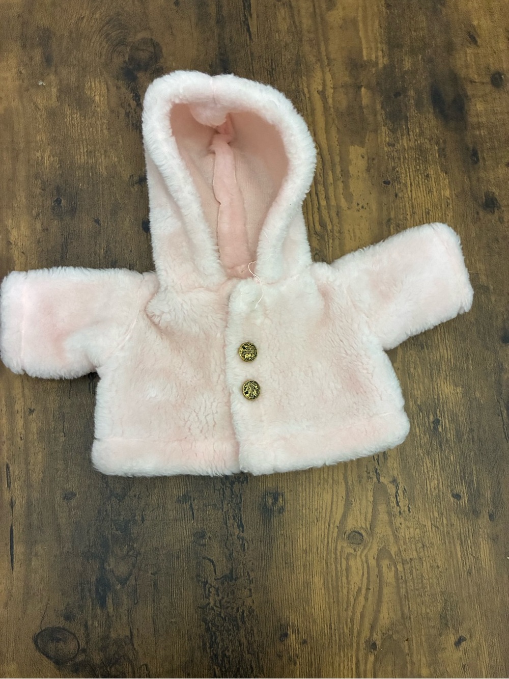 Vintage Faux Fur Hooded Doll Coat for a Larger Doll